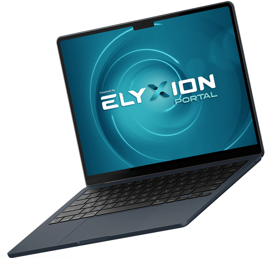 elyXion Portal displayed on a laptop